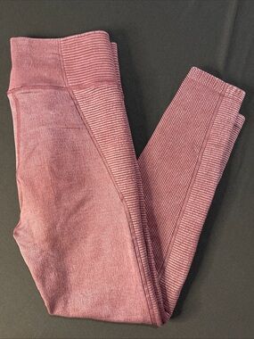 Ribbed Mauve High-Waist Leggings